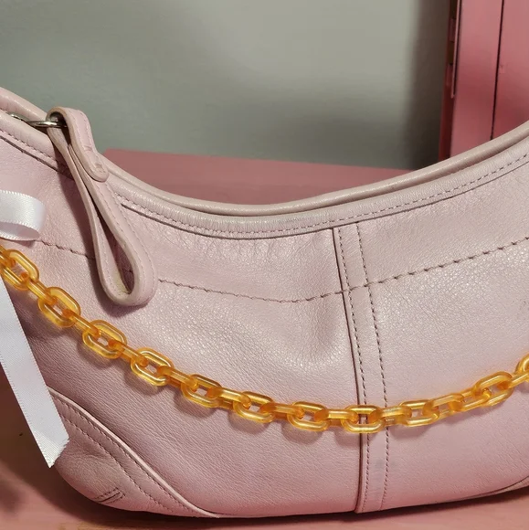 Soho 9541 Baby Pink Leather Bag Hobo Shoulder Handbag Purse Pochette Bague - Picture 4 of 9